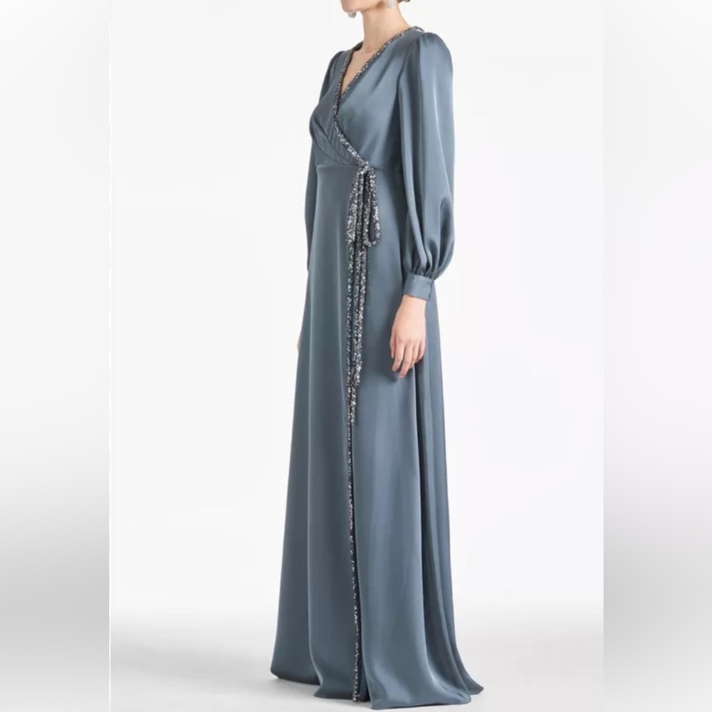 Sachin + Babi Gray Long Sleeve Gown for Wedding Guest